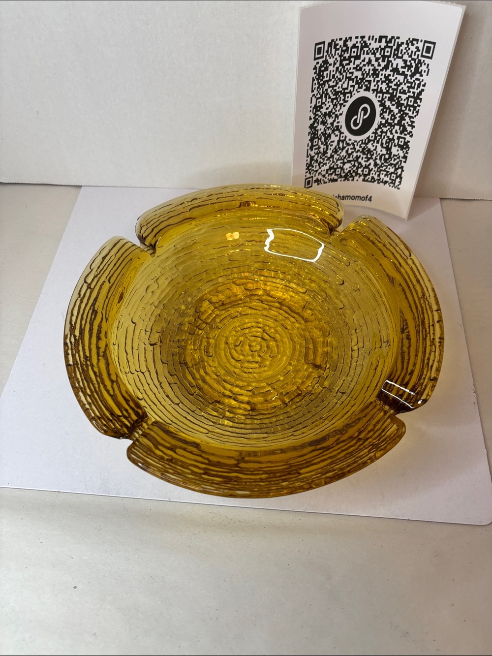Vintage Anchor Hocking Soreno Pattern Amber Ashtray